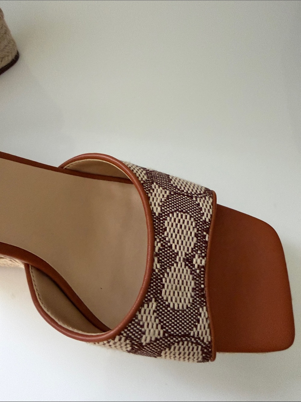 Coach Tan and Cream Logo Platform Wedge Sandals with Ankle Strap - Picture 3 of 4